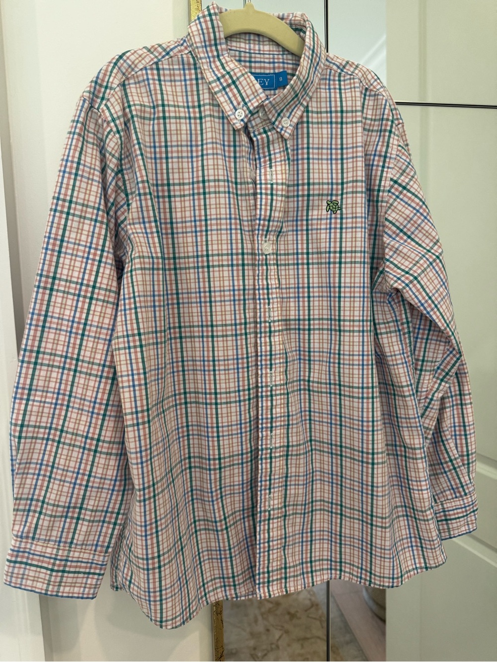 J. McLaughlin Boys Plaid Button-Down Shirt in Pink, Blue & Green
